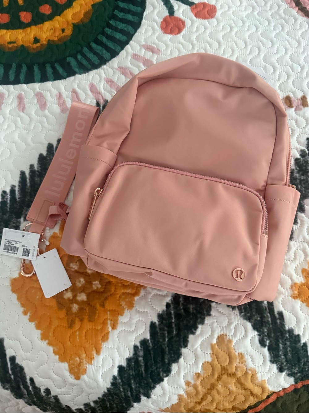 lululemon athletica Dusty Rose Backpack and keychain NWT
